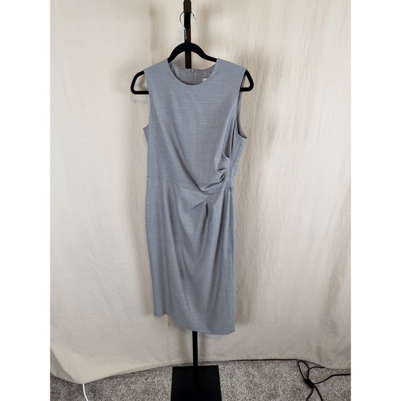 Max Mara Grey Sheath Dress Knee Length Sleeveless Draped Work Office Size 12 - Picture 1 of 6